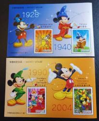 Çin Cumhuriyeti (Tayvan) tarafından yayınlanan Mickey Mouse temalı iki farklı hatıra bloğu MNH