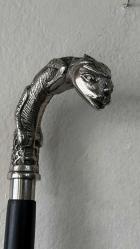 ABANOZ MASİF AĞAÇ KROM FİGÜRLÜ BASTON