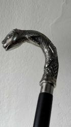 ABANOZ MASİF AĞAÇ KROM FİGÜRLÜ BASTON