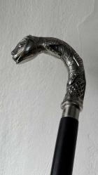 ABANOZ MASİF AĞAÇ KROM FİGÜRLÜ BASTON