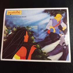 Guyanalı bir posta idaresi tarafından 1995 yılında yayınlanan Pocahontas temalı bir Disney hatıra bloğu MNH 4 ADET