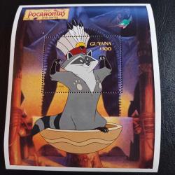 Guyanalı bir posta idaresi tarafından 1995 yılında yayınlanan Pocahontas temalı bir Disney hatıra bloğu MNH 4 ADET