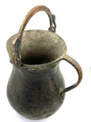 Eski Bakır Çift Kulplu Aykırı Bakraç