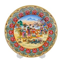 Çinli Etnik Desenli Porselen Duvar Tabağı AOB2832