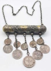 Osmanlı Dönemi Gümüş Zincirli Osmanlı Paralarla Bezeli Hamayır AOB2968