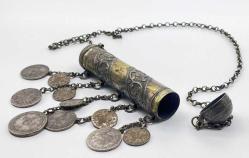 Osmanlı Dönemi Gümüş Zincirli Osmanlı Paralarla Bezeli Hamayır AOB2968