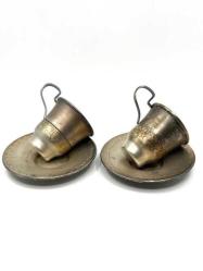 Rus Damgalı Kalem İşi 1 Çift Gümüş Kahve Fincanı AOB3834