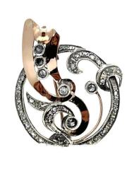 Antika 8 Ayar Elmas Taşlı Broş – 37 Elmas / 0.55 Krt | Brooch Vintage Jewelry ELM238 #5.60