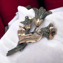 Antika 8 Ayar Altın Elmas Taşlı Broş – 30 Adet Doğal Elmas – 15,45 gr ELM153 #12.28