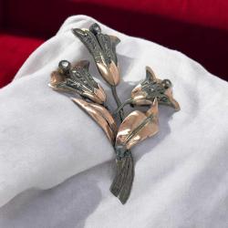 Antika 8 Ayar Altın Elmas Taşlı Broş – 30 Adet Doğal Elmas – 15,45 gr ELM153 #12.28