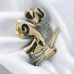 Antika 14 Ayar Altın Elmas Taşlı Broş – 11.81g | Antika / Koleksiyonluk ELM145 #18