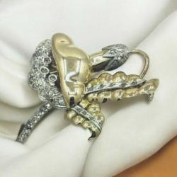 Antika 8 Ayar Elmas Taşlı Broş ELM134 #8.58