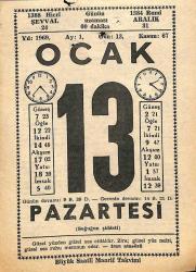 13 Ocak 1969 Takvim Yaprağı - Doğum Günü Hediyesi EFM(N)11034