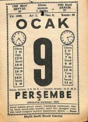 9 Ocak 1969 Takvim Yaprağı - Doğum Günü Hediyesi EFM(N)11038