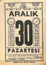 30 Aralık 1968 Takvim Yaprağı - Doğum Günü Hediyesi EFM(N)11048
