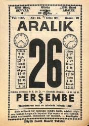 26 Aralık 1968 Takvim Yaprağı - Doğum Günü Hediyesi EFM(N)11051