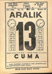 13 Aralık 1968 Takvim Yaprağı - Doğum Günü Hediyesi EFM(N)11063