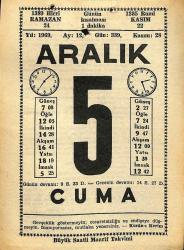 5 Aralık 1969 Takvim Yaprağı - Doğum Günü Hediyesi EFM(N)11081