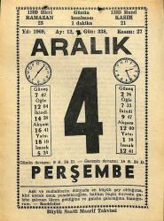 4 Aralık 1969 Takvim Yaprağı - Doğum Günü Hediyesi EFM(N)11082