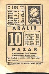 10 Aralık 1961 Takvim Yaprağı - Doğum Günü Hediyesi EFM(N)11245