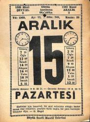 15 Aralık 1969 Takvim Yaprağı - Doğum Günü Hediyesi EFM(N)11372