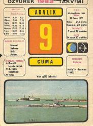 9 Aralık 1983 Takvim Yaprağı - Doğum Günü Hediyesi EFM(N)11531