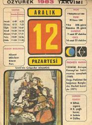12 Aralık 1983 Takvim Yaprağı - Doğum Günü Hediyesi EFM(N)11534