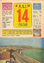 14 Kasım 1982 Takvim Yaprağı - Doğum Günü Hediyesi EFM(N)11881