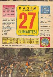 27 Kasım 1982 Takvim Yaprağı - Doğum Günü Hediyesi EFM(N)11888