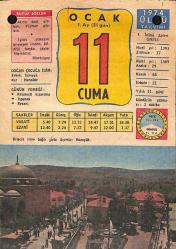 11 Ocak 1974 Takvim Yaprağı - Doğum Günü Hediyesi EFM(N)12409