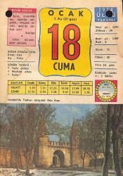 18 Ocak 1974 Takvim Yaprağı - Doğum Günü Hediyesi EFM(N)12415