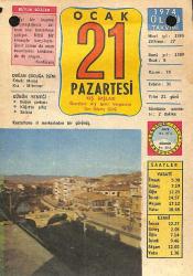 21 Ocak 1974 Takvim Yaprağı - Doğum Günü Hediyesi EFM(N)12418