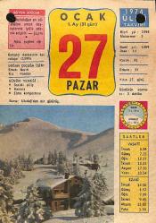 27 Ocak 1974 Takvim Yaprağı - Doğum Günü Hediyesi EFM(N)12424