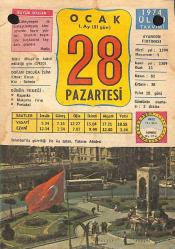 28 Ocak 1974 Takvim Yaprağı - Doğum Günü Hediyesi EFM(N)12425