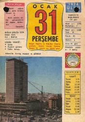 31 Ocak 1974 Takvim Yaprağı - Doğum Günü Hediyesi EFM(N)12428