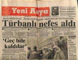 Yeni Asya Gazetesi 27 Ekim 1990 - Türbanlı Nefes Aldı GZ104291