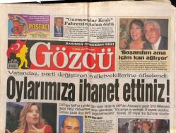 Gözcü Gazetesi 27 Ekim 2005 - Tarkan Ayrılık Zor Diye Diye ABDye Gitti GZ109272