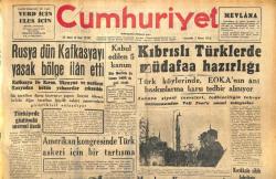 Cumhuriyet Gazetesi 3 Nisan 1958 - Rusya Dün Kafkasyayı Yasak Bölge İlan Etti - Amerikan Kongresinde Türk Askeri İçin Bir Tartışma GZ120466