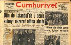 Cumhuriyet Gazetesi 24 Nisan 1963 - Kolejli Kennedy - Karadenizde 200 Tonluk Bir Motor Battı 7 Denizci Kayıp GZ120491