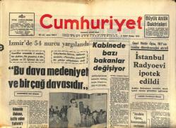 Cumhuriyet Gazetesi 3 Eylül 1971 - Cüneyt Arkın Haftası - İstanbulun Et Sorunu Hükümete İletiliyor GZ121910