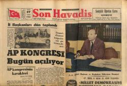 Son Havadis Gazetesi 27 Kasım 1966 - AP Kongresi Bugün Açılıyor - Honved Galatasarayı Kupadan Eledi 73-65 GZ124328