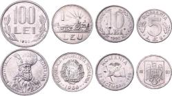 Romanya 1 5 10 100 Lei Takım Madeni Para Lotu YMP10654