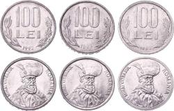 Romanya 100 Lei 199219931994 Takım Madeni Para Lotu YMP10657