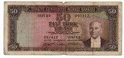 5.Emisyon 2.Tertip 50 Türk Lirası Seri K9 NATUREL/Temiz TCK9255