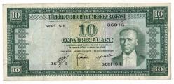 5.Emisyon 2. Tertip 10 Türk Lirası Seri S1 NATUREL/ÇÇT TCK9308