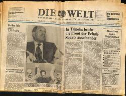 Die Welt Gazetesi 6 Dezember 1977 - In Tripolis Bricht Die Front Der Feinde Sadats Auseinander GZ125134