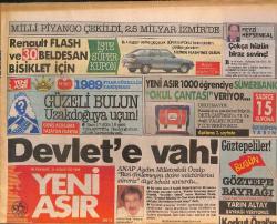 Yeni Asır Gazetesi 31 Ağustos 1989 - Fuar Ekici Över : Bülent Ersoy, İbrahim Tatlıses, Nilüfer, Kayahan, Muazzez Abacı, Emrah, Ahmet Kaya, Ahu Tuğba GZ132169