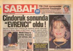 Sabah Gazetesi 7 Kasım 1986 - Cindoruk Sonunda Evrenci Oldu - Bülent Ersoy Orkide Kaset Afişi GZ126799
