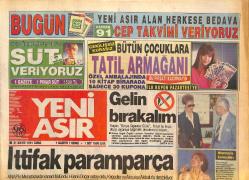 Yeni Asır Gazetesi 31 Mayıs 1991 - Emel Sayın , Evren'e Allah Dedirtti - Bülent Ersoy ' Bir Sen Bir de Ben ' Dev Boy Kaset Afişi GZ133616