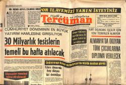Tercüman Gazetesi 23 Temmuz 1975 - Almanya'da Okuyan Türk Çocuklarına Diploma - Son Şampiyon Fener Nasıl Takım Kuracak ? GZ134031